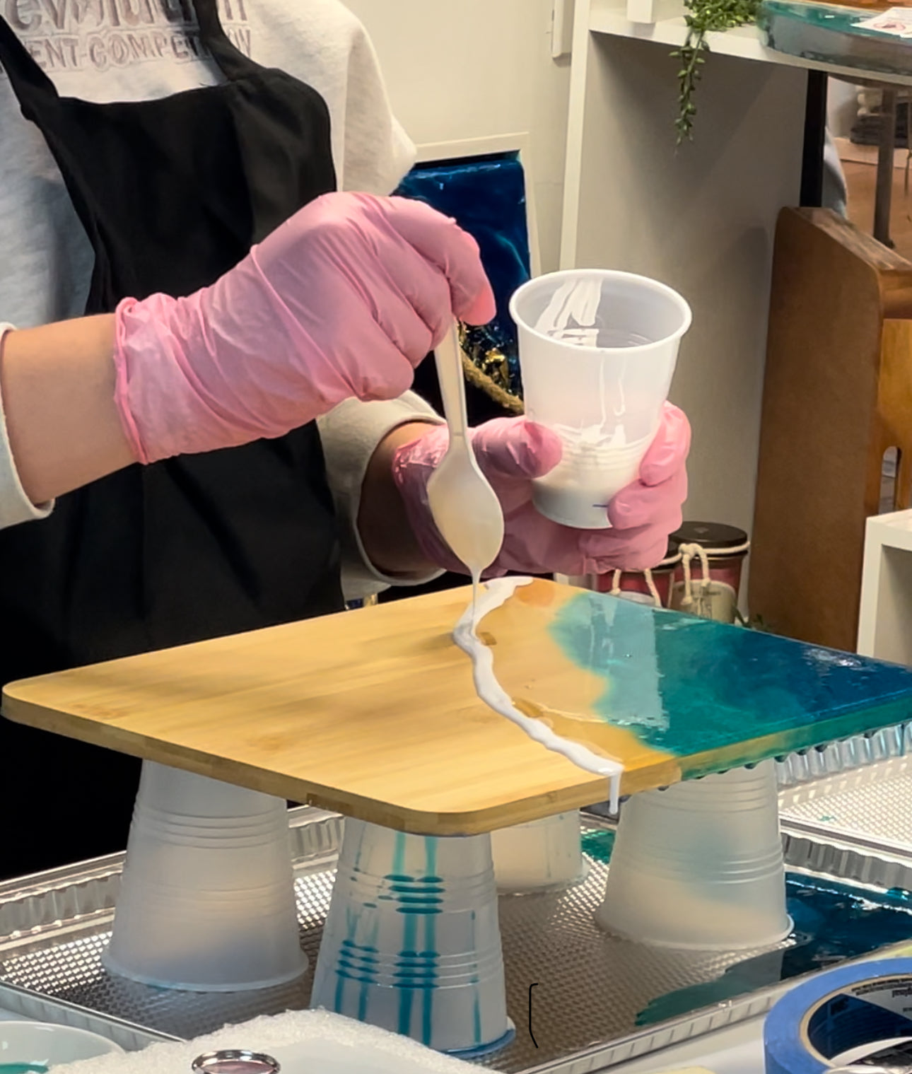 July 8th 5:30-7:30pm Resin Art Class: Board + Trinket Dishes
