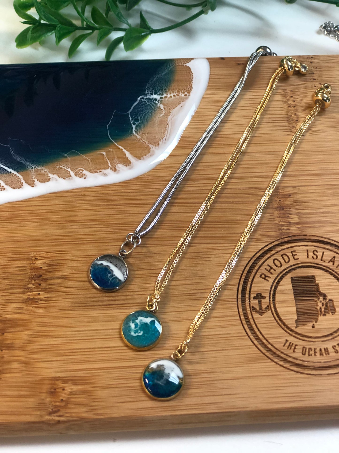 Newport Wave Charm Adjustable Bracelets