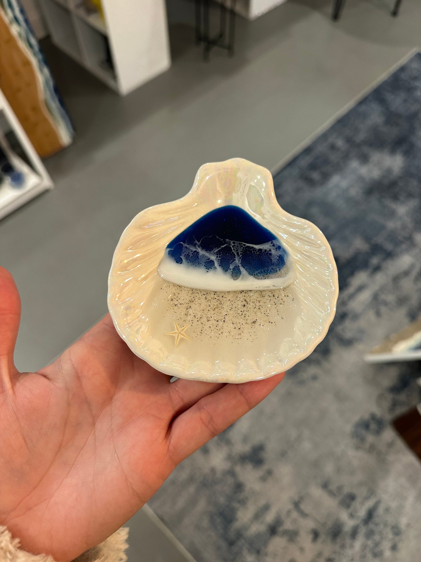 Ceramic Scallop Shell Jewelry Dish