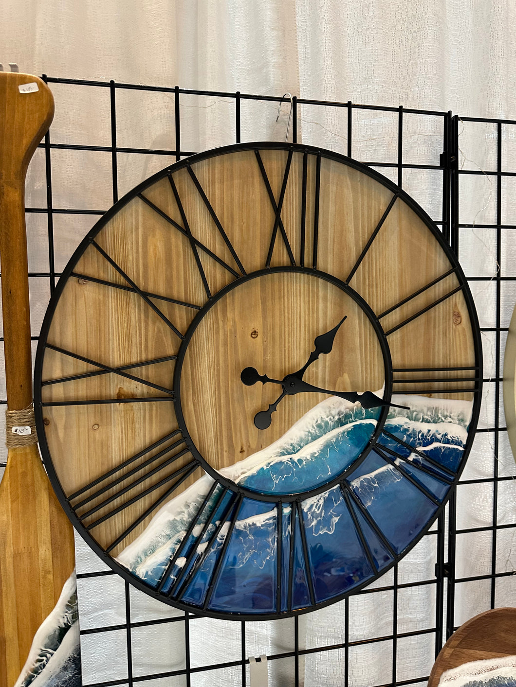 Coastal Cottage Waves Clock