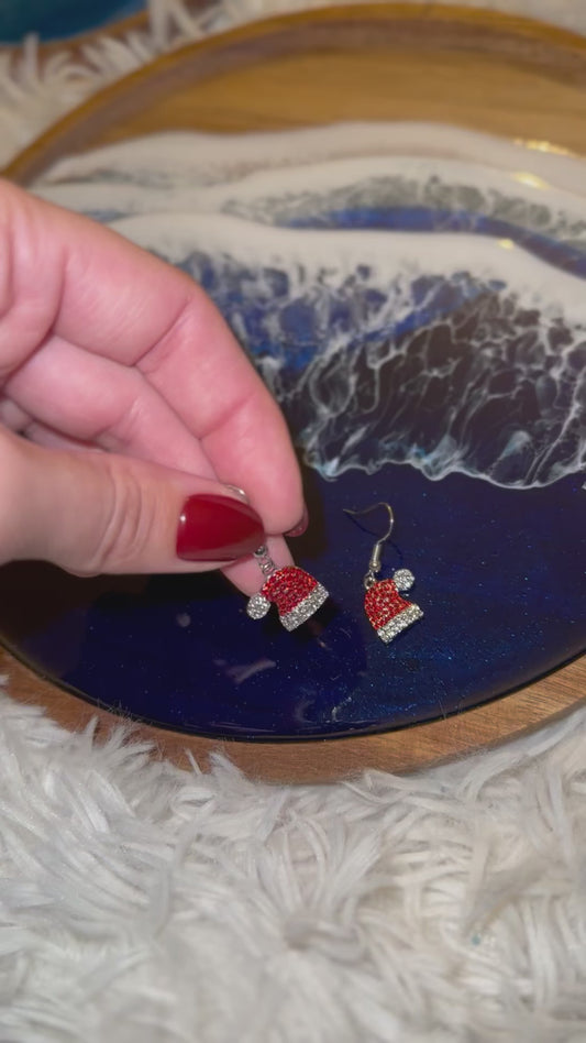 Cubic Zirconia Santa Earrings